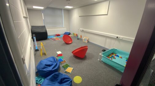 Image of interior of refurbished special educational needs school in Liverpool with toys and play items