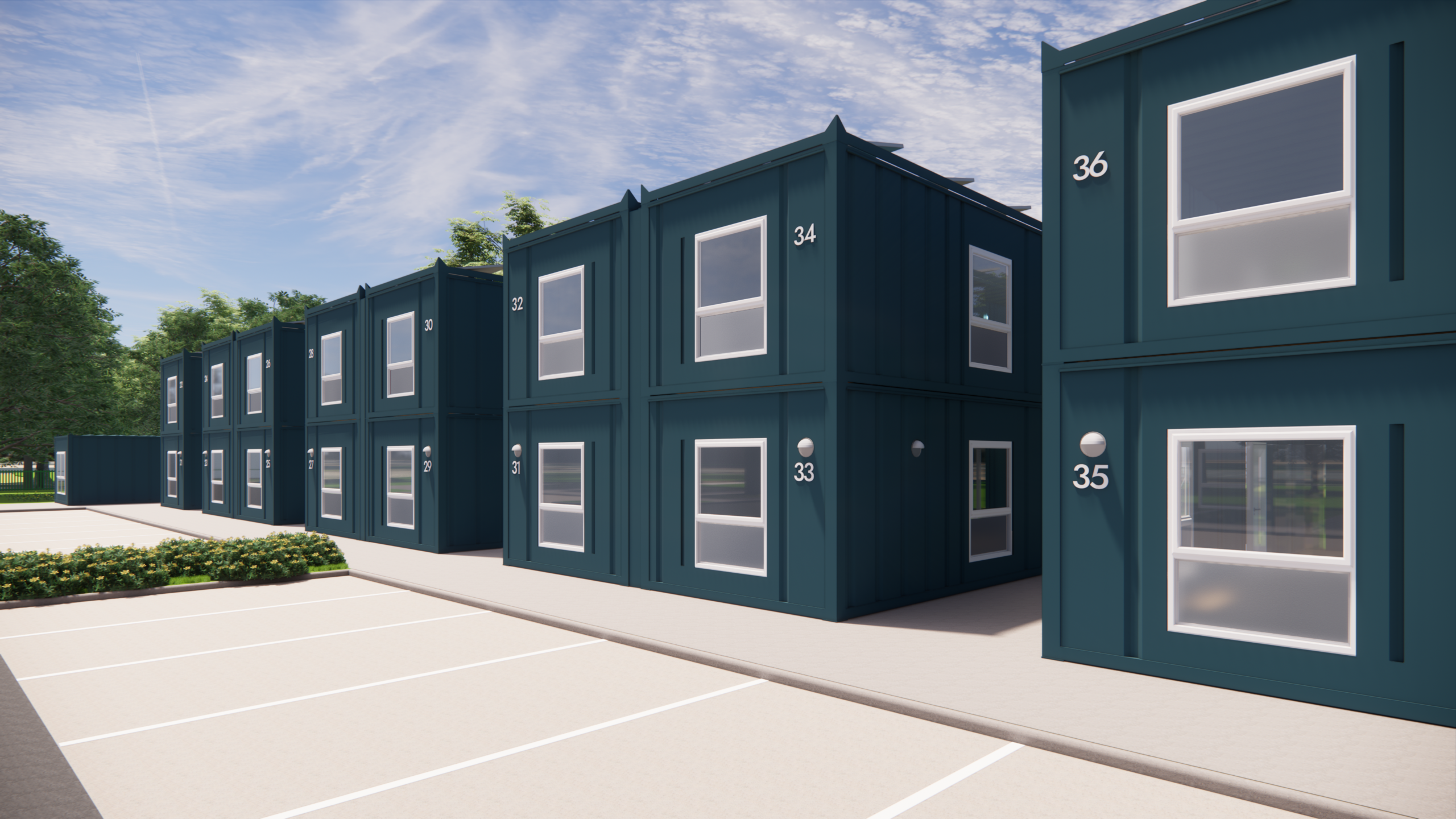 design visualisation of relocatable temporary accommodation units